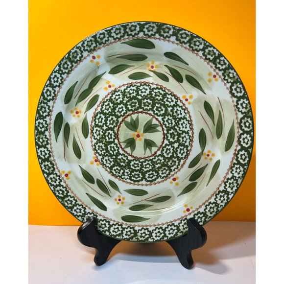 Temp-tations Old World Green DInner Plates 10.5" Large Ceramic Hand Painted Tara - Picture 1 of 5